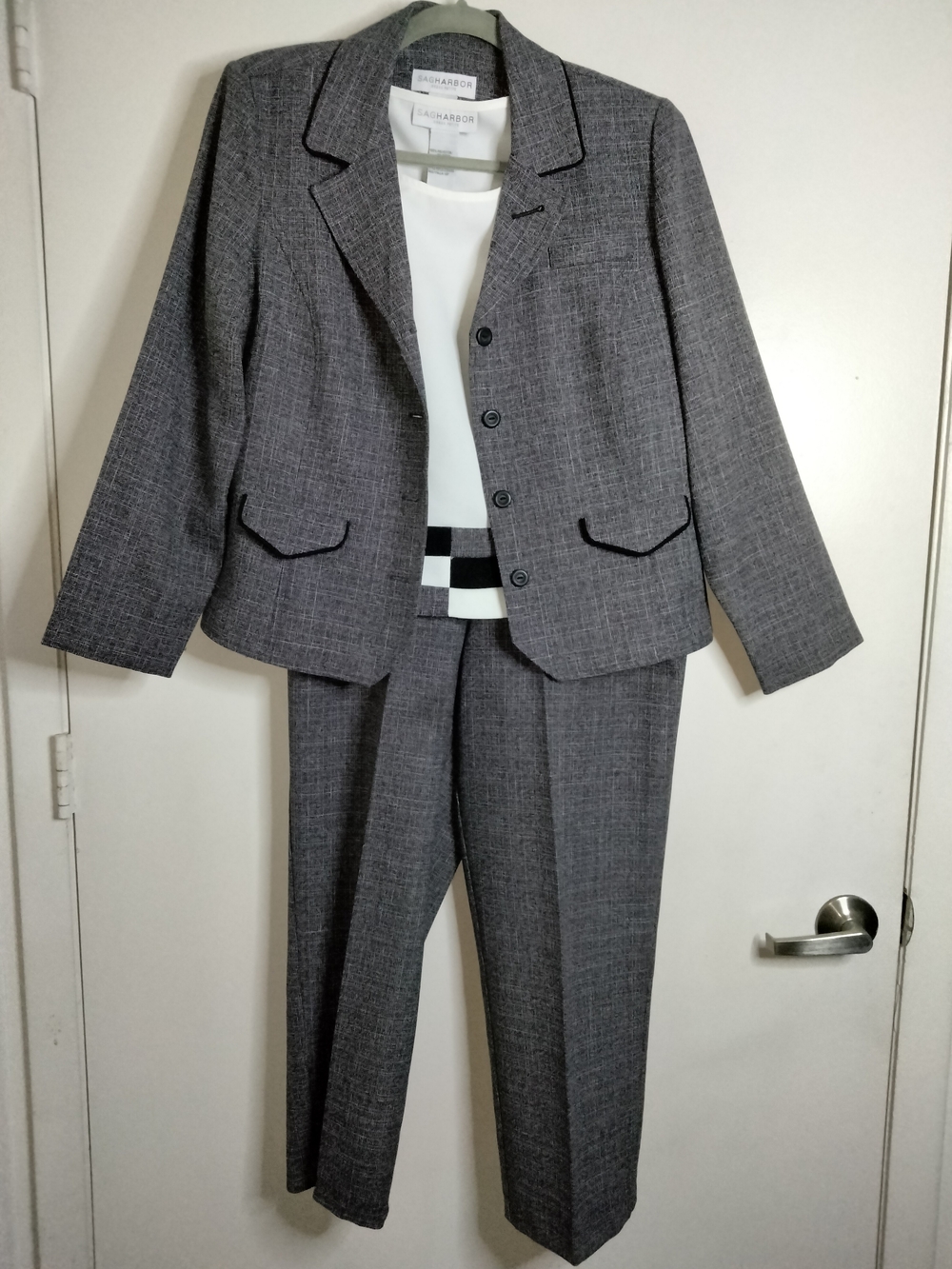 Sag Harbor (Sz 12) Petite Plaid Tank, Blazer & Pantsuit Matching Three-Piece Set